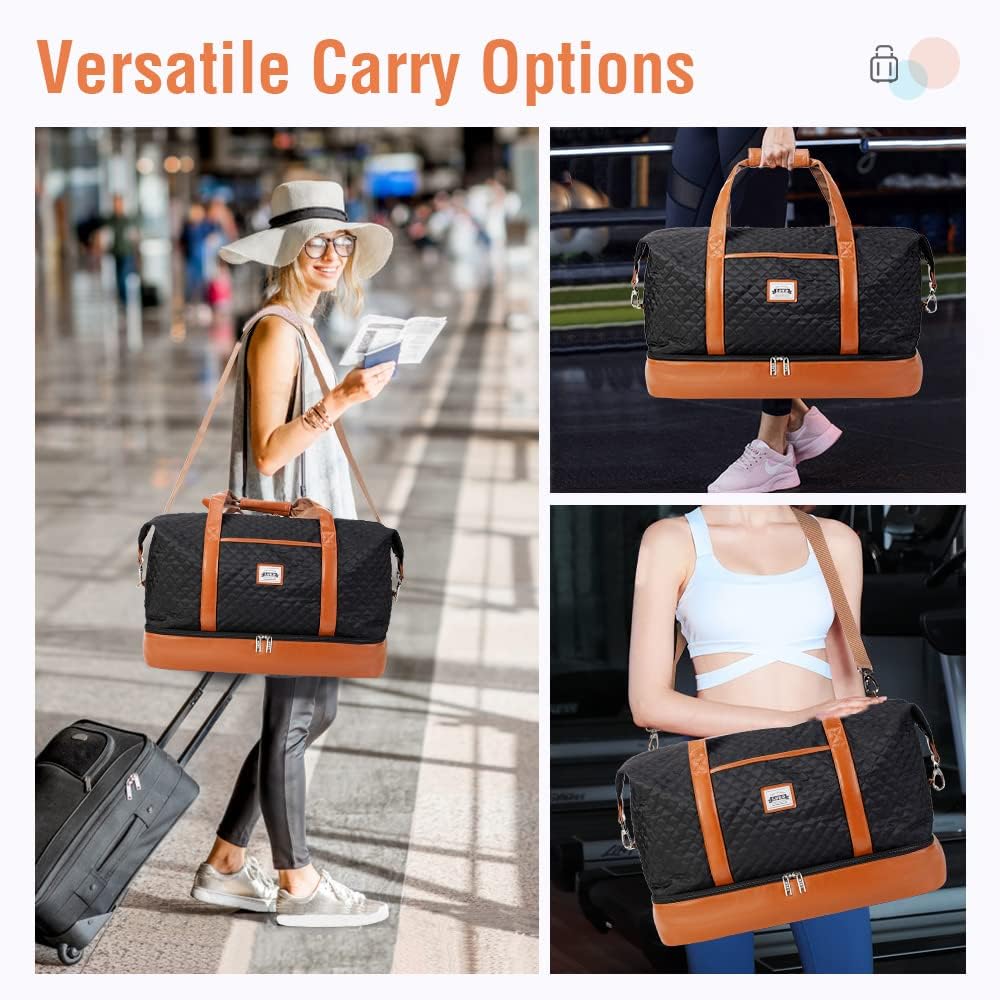 50L Waterproof Weekender Duffel Bag with Toiletry & Shoe Compartments