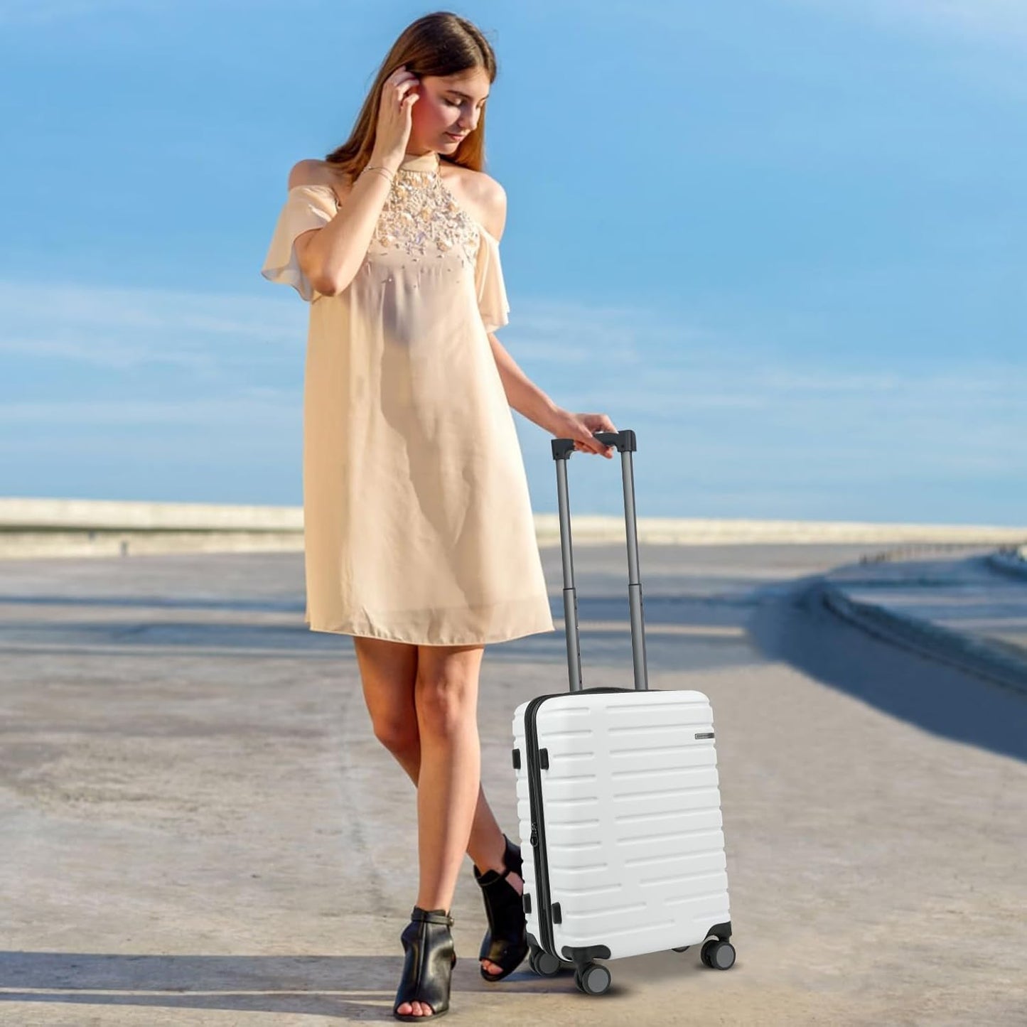 Expandable Hard Shell Carry-On Luggage with Spinner Wheels & TSA Lock