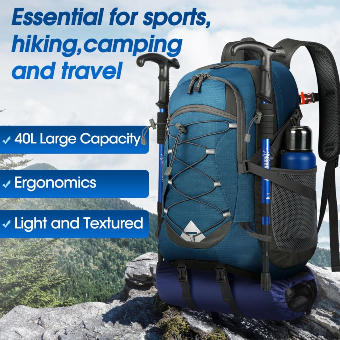 AA OUT OF STOCK 40L Waterproof Hiking & Camping Backpack – Lightweight & Packable – 1+1 FREE