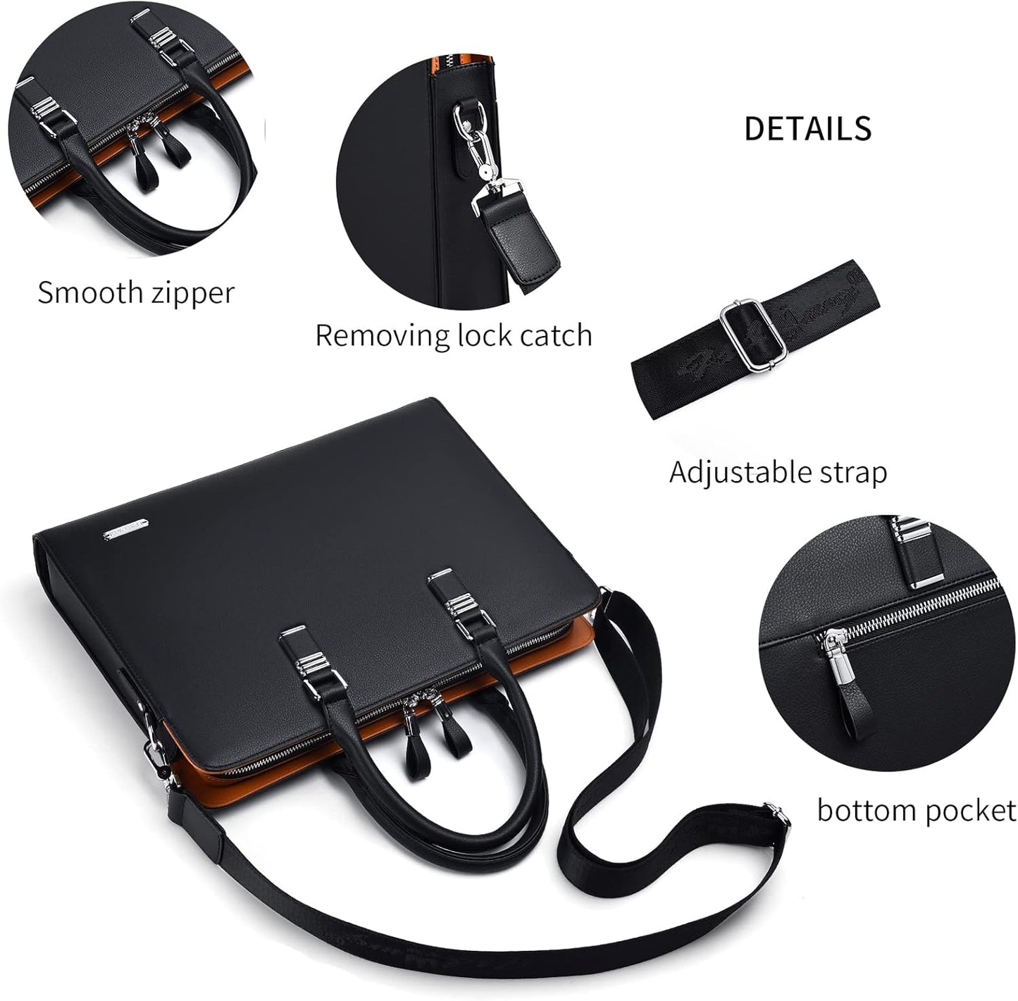 Genuine Leather Multi-Compartment Business Briefcase for Professionals