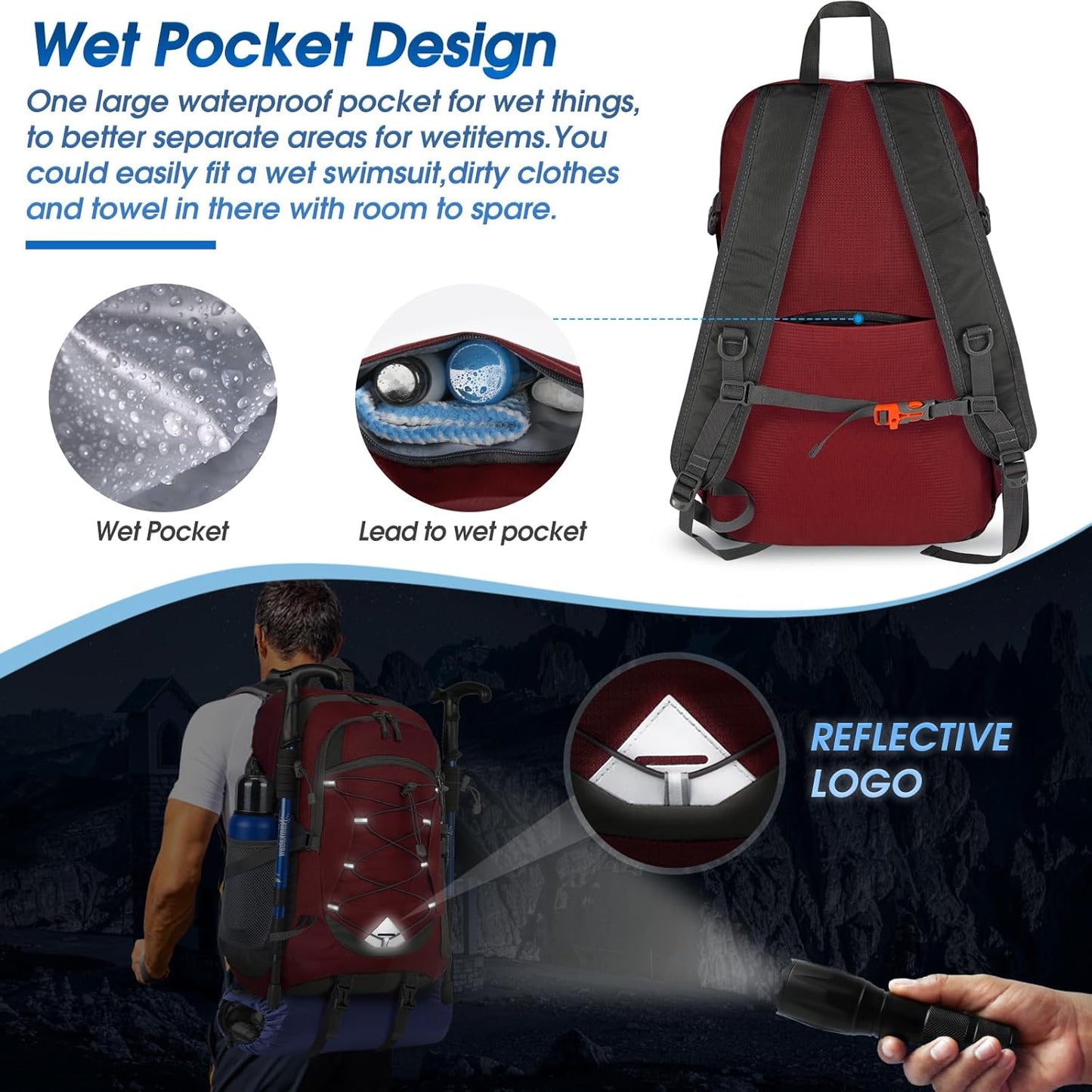 AA OUT OF STOCK 40L Waterproof Hiking & Camping Backpack – Lightweight & Packable – 1+1 FREE