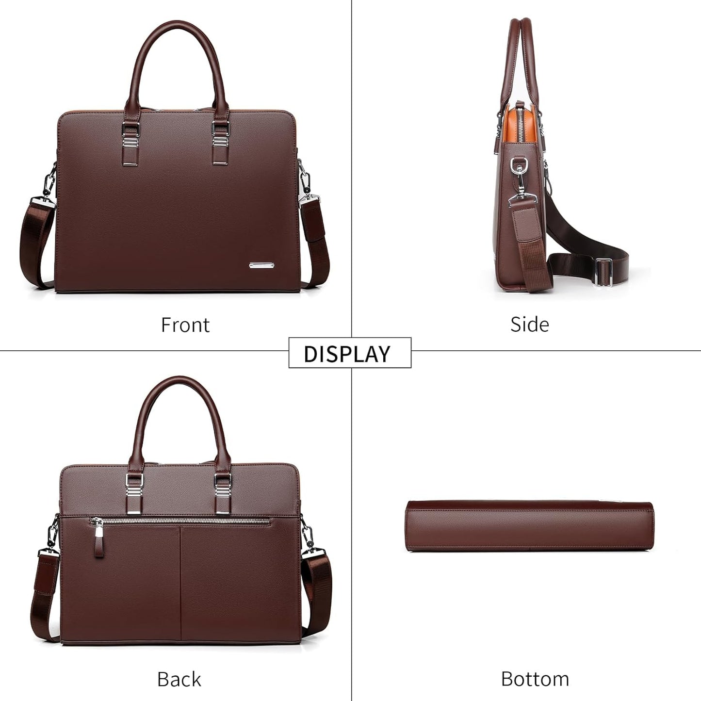 Genuine Leather Multi-Compartment Business Briefcase for Professionals