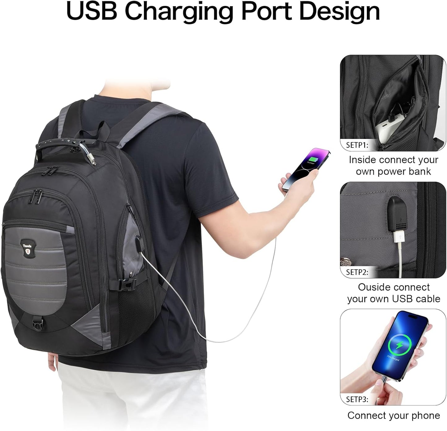 Water-Resistant Anti-Theft Laptop & Travel Backpack with USB Port – 17.3"