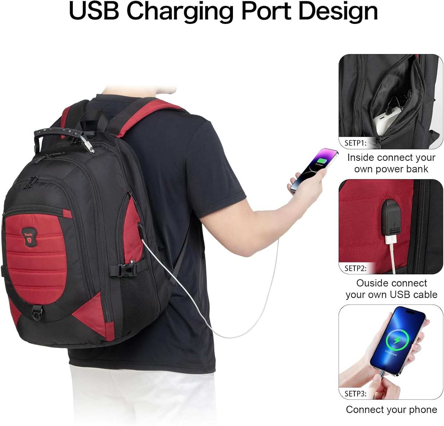 Water-Resistant Anti-Theft Laptop & Travel Backpack with USB Port – 17.3"