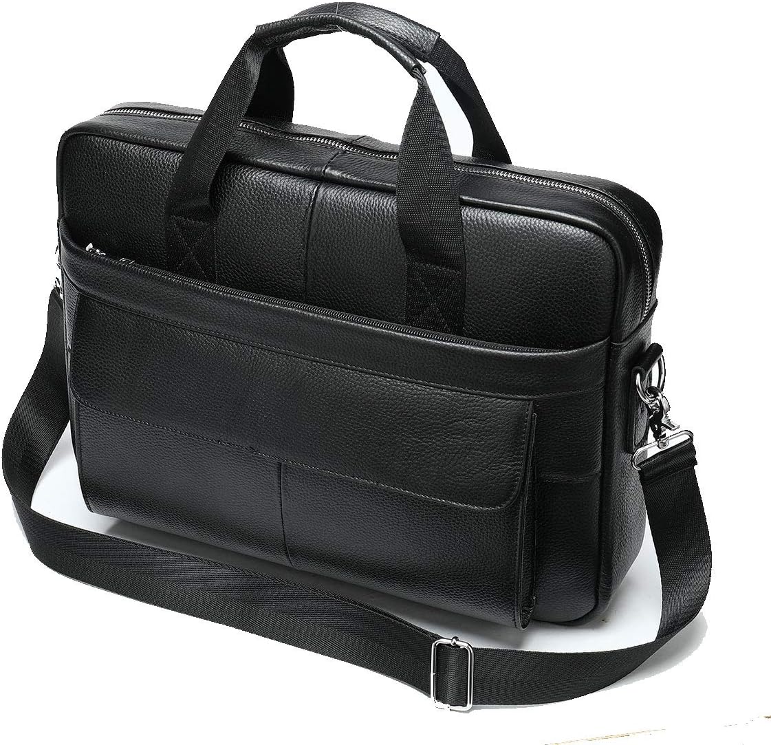 Premium Cowhide Leather 15” Business Briefcase with Organiser Compartments