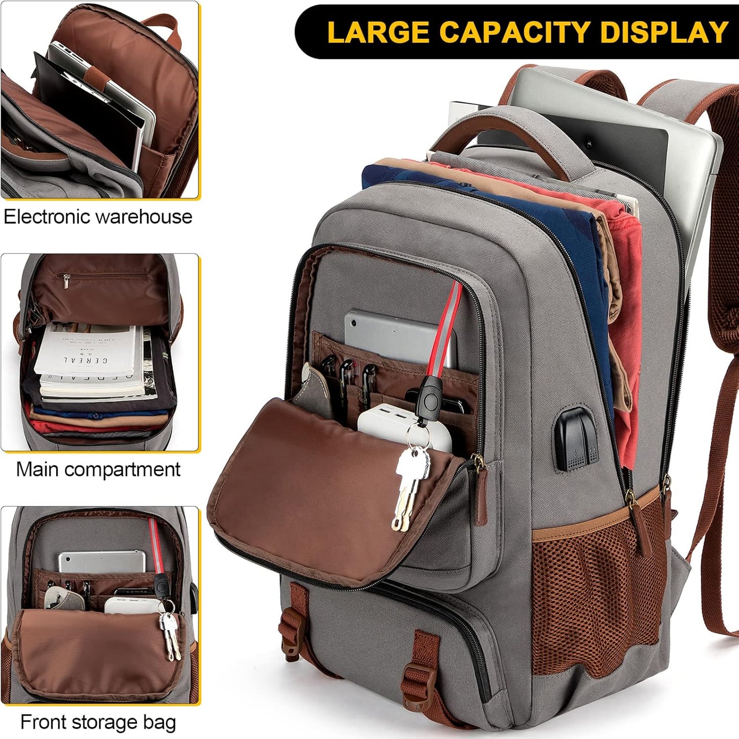 AA OUT OF STOCK Anti-Theft Canvas Laptop & Travel Backpack with USB Port – Fits up to 17.3"