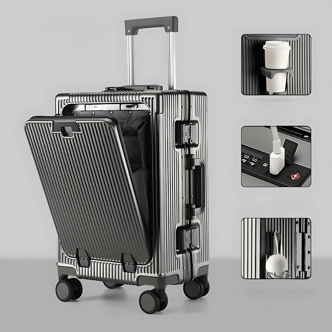 Hard-shell hand luggage suitcase – Manhattan Pro-Gray-The Livary