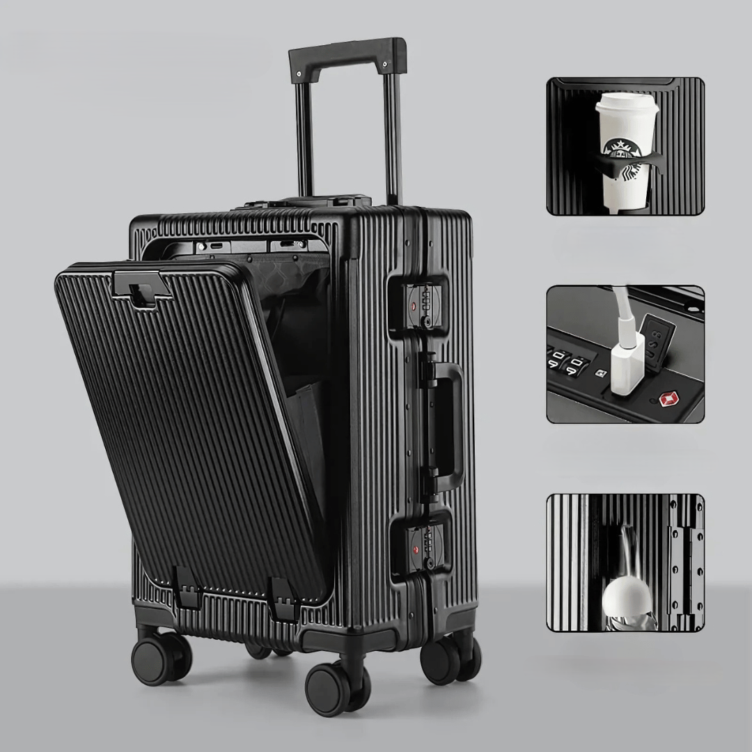 Hard-shell hand luggage suitcase – Manhattan Pro-Black-The Livary