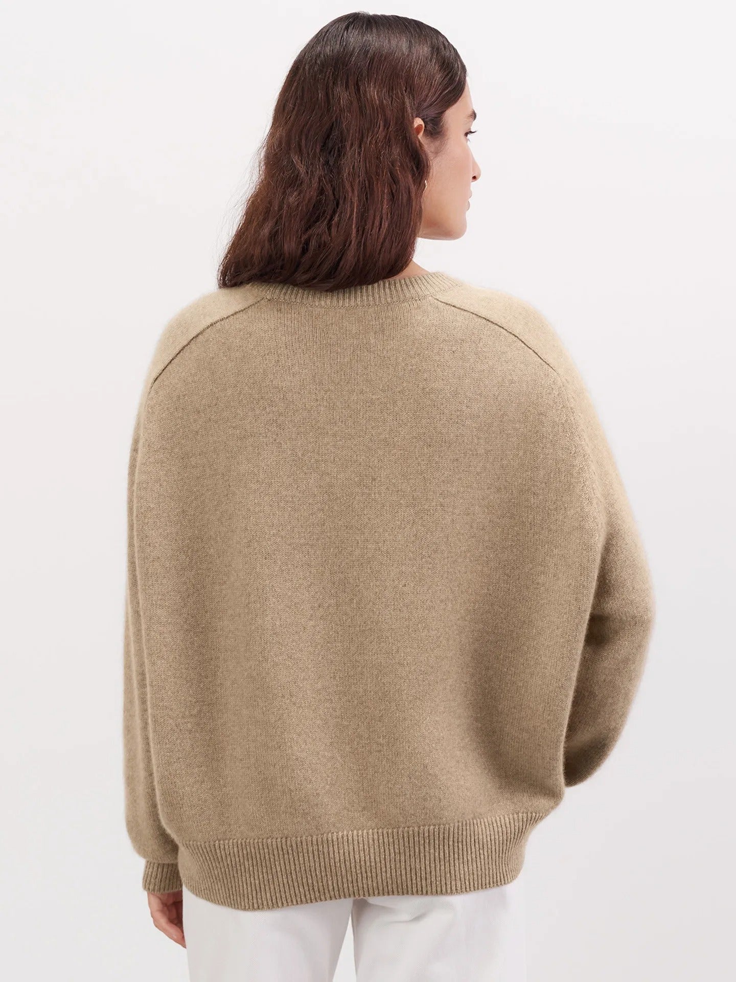 Beige knitted jumper with relaxed fit