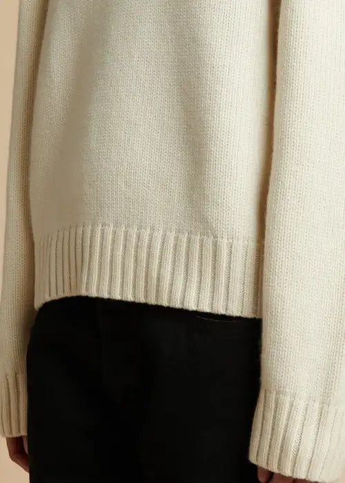 Cream knitted jumper with ribbed trims