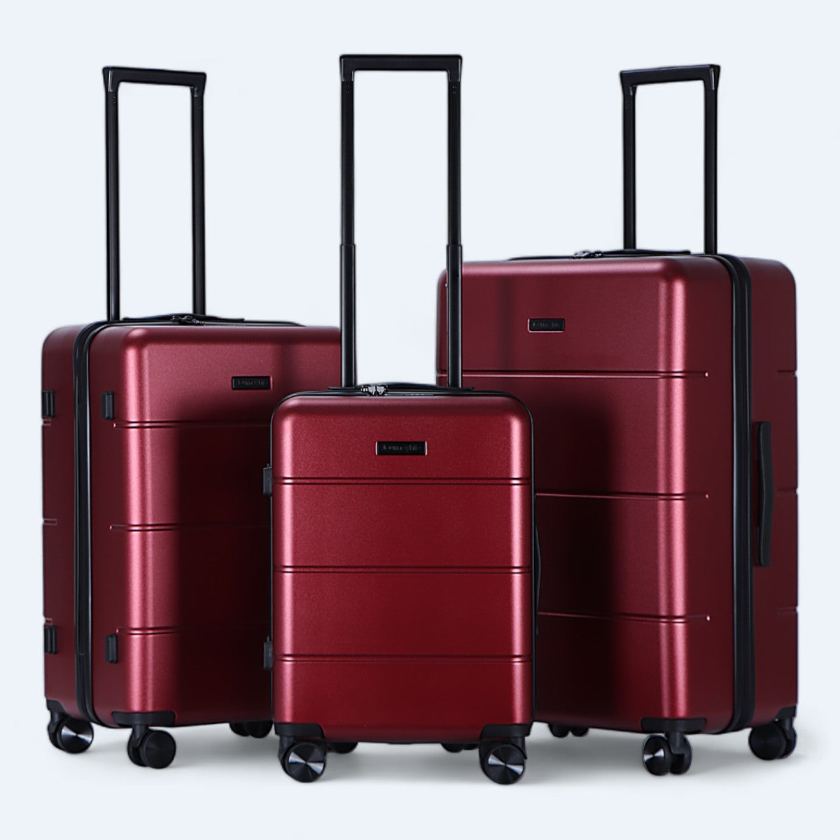 3-piece hard shell luggage set – Atlas Explorer-Red-S (38 L)-The Livary