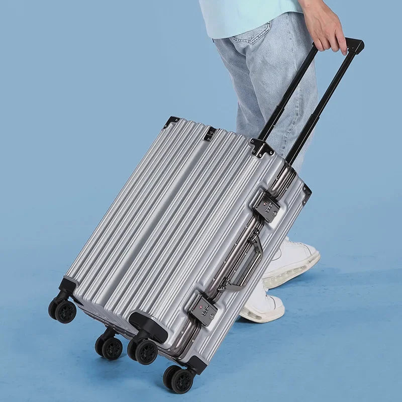 Aluminium frame hard shell suitcase – Geneva-Red-S (38 L)-The Livary
