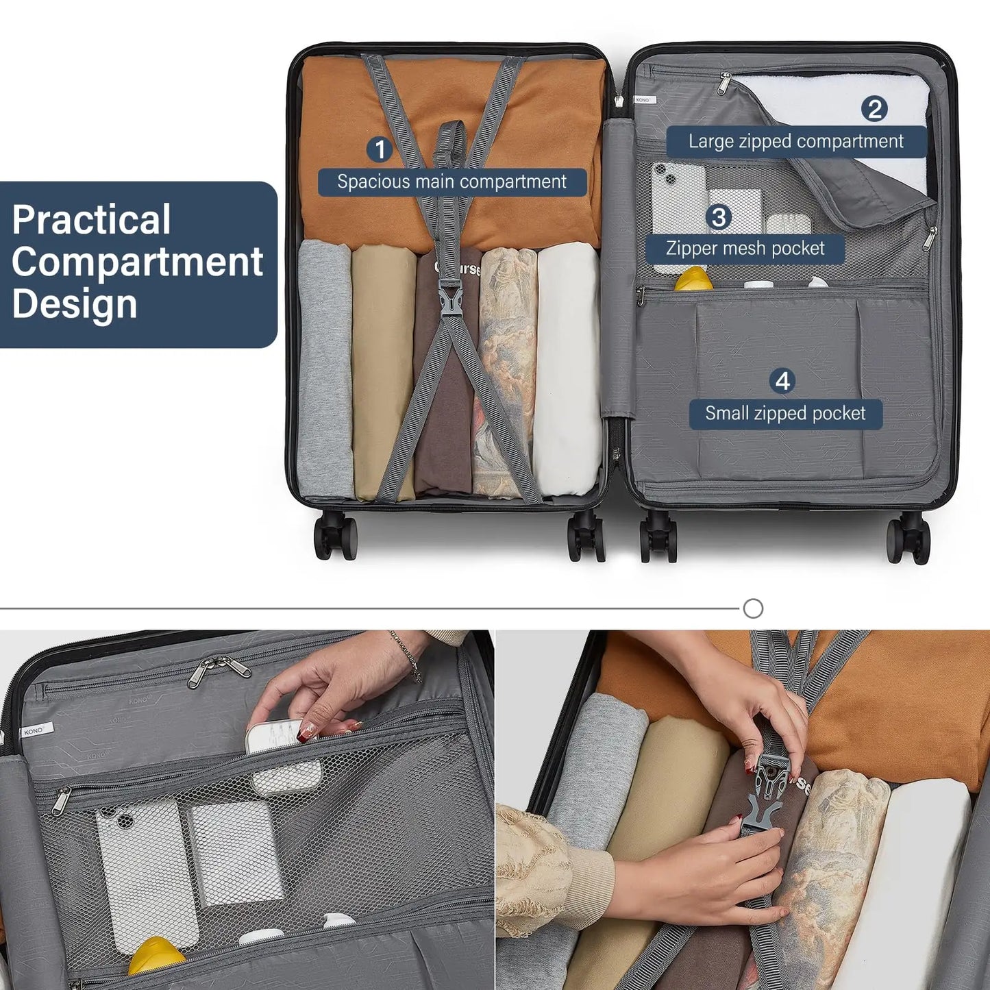 Hard-shell suitcase – Denver-Blue-S (40 L)-The Livary