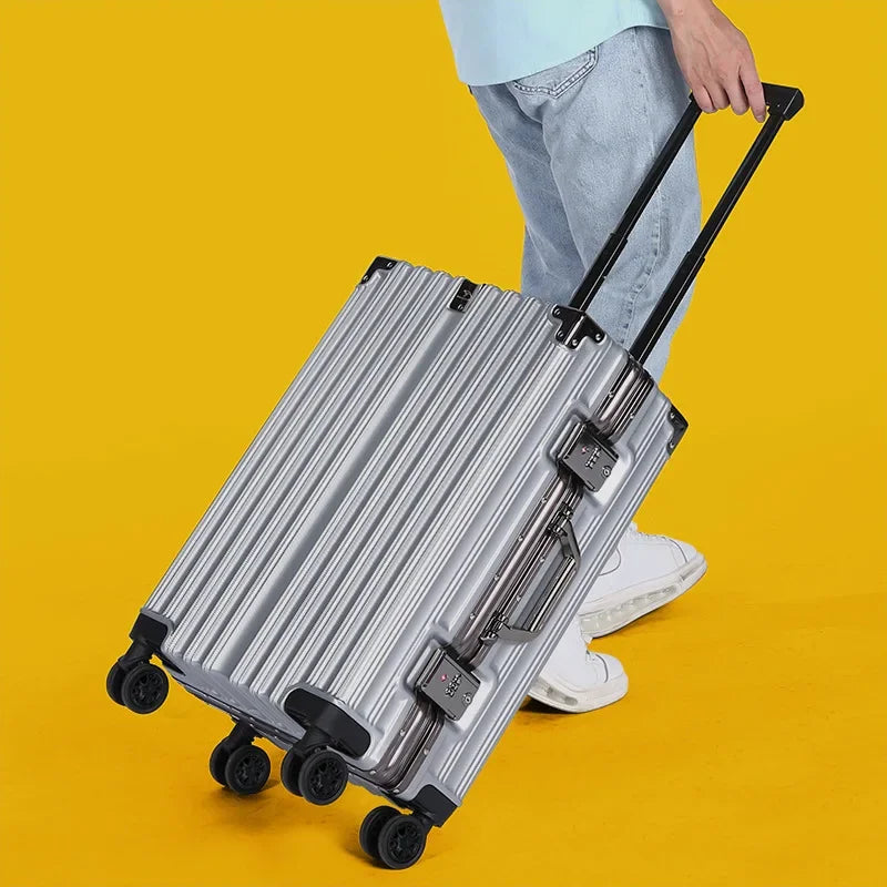 Aluminium frame hard shell suitcase – Geneva-Silver-S (38 L)-The Livary