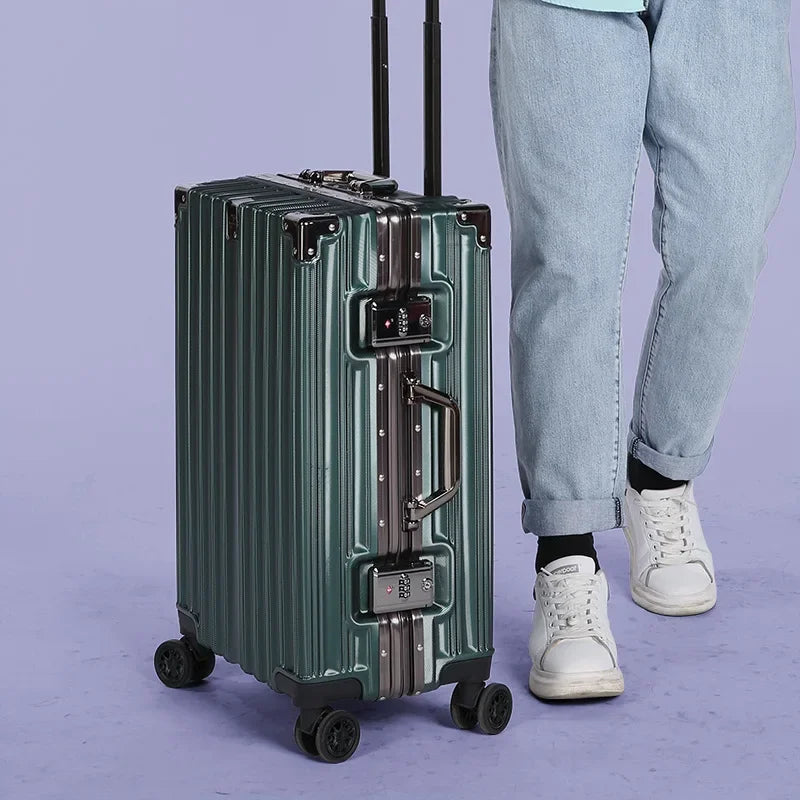 Aluminium frame hard shell suitcase – Geneva-Dark green-S (38 L)-The Livary