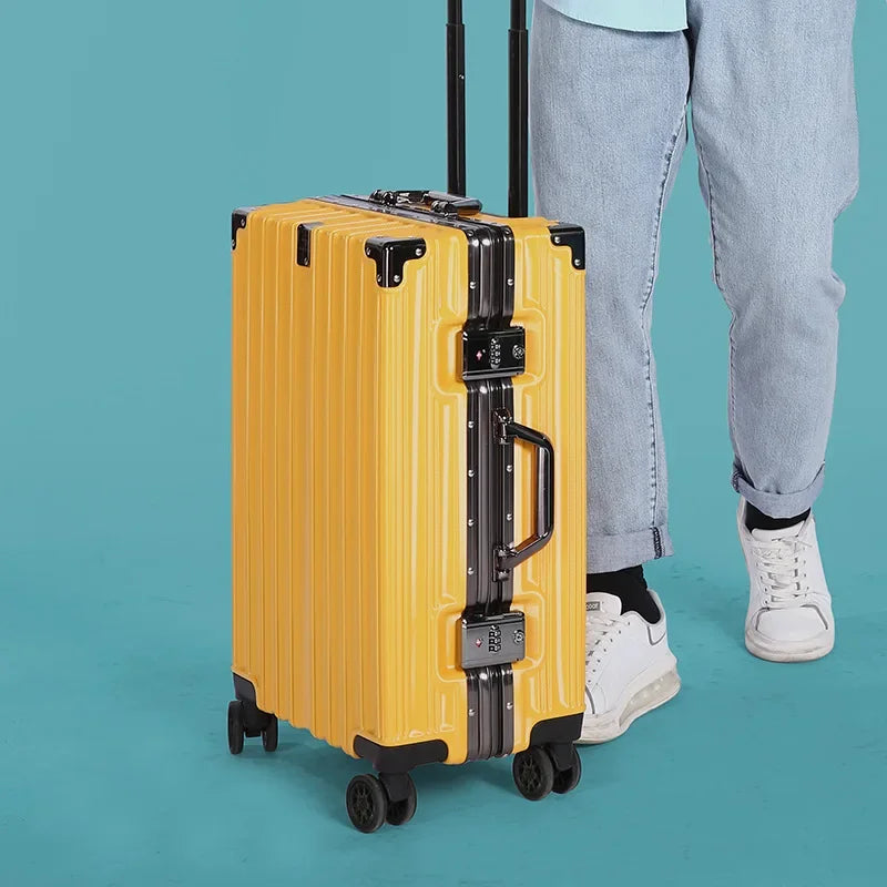 Aluminium frame hard shell suitcase – Geneva-Yellow-S (38 L)-The Livary