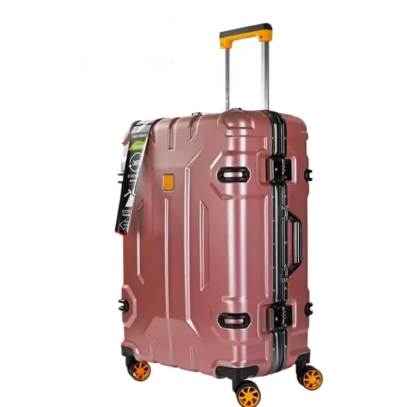 Reinforced aluminium frame hard-shell suitcase – Copenhagen-Pink-S (52 L)-The Livary