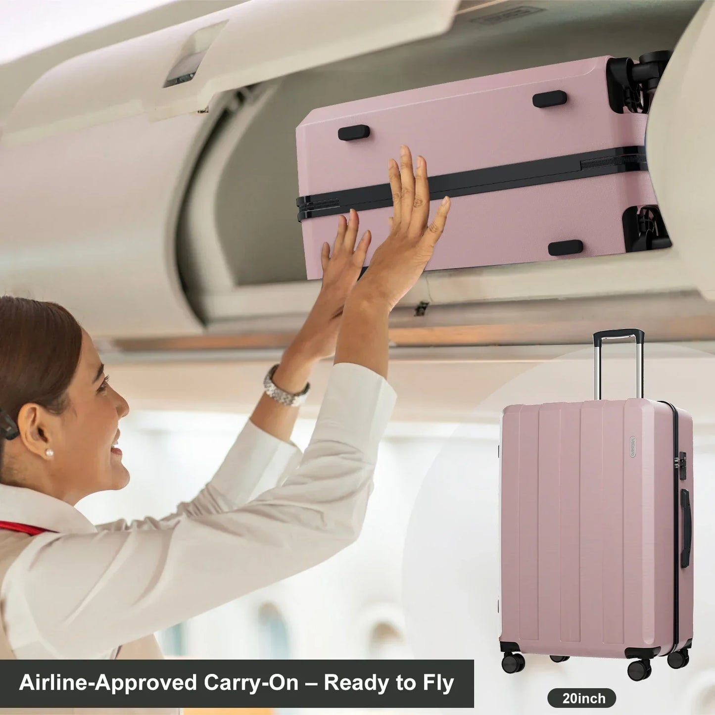 5-in-1 Hard Shell Luggage Set – Barcelona Explorer-Pink-The Livary