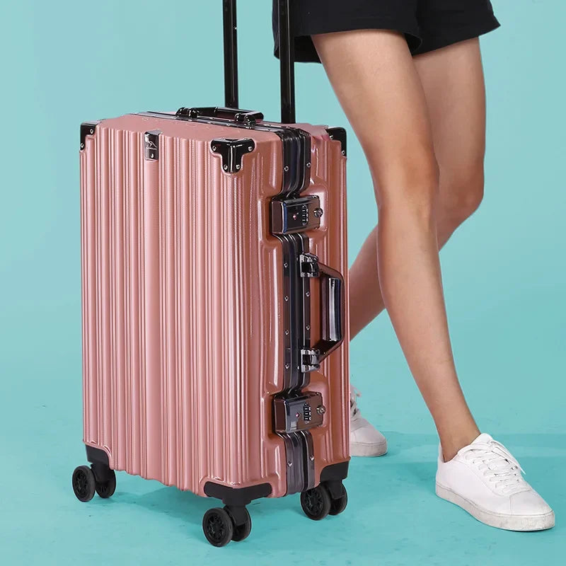 Aluminium frame hard shell suitcase – Geneva-Rose gold-S (38 L)-The Livary