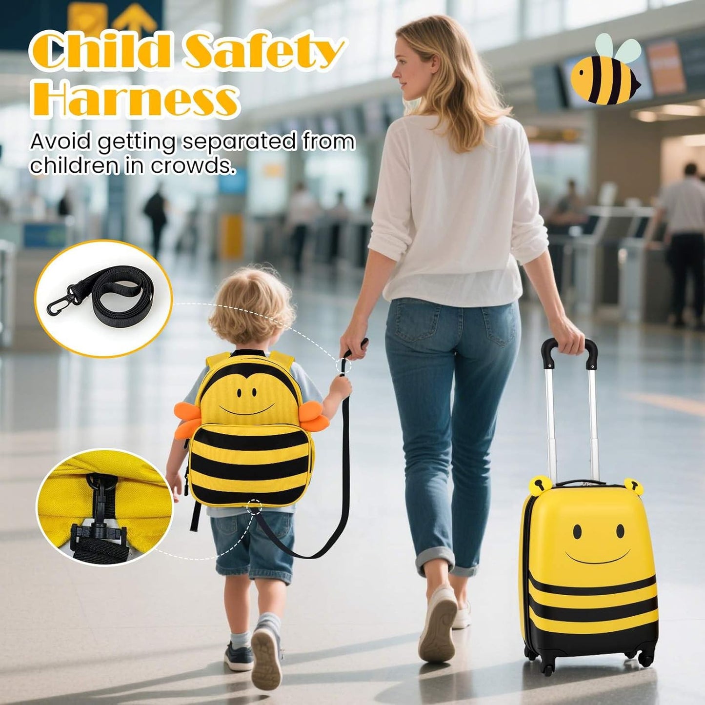 Children’s 2-Piece Ride-On Suitcase and Travel Backpack with Spinner Wheels