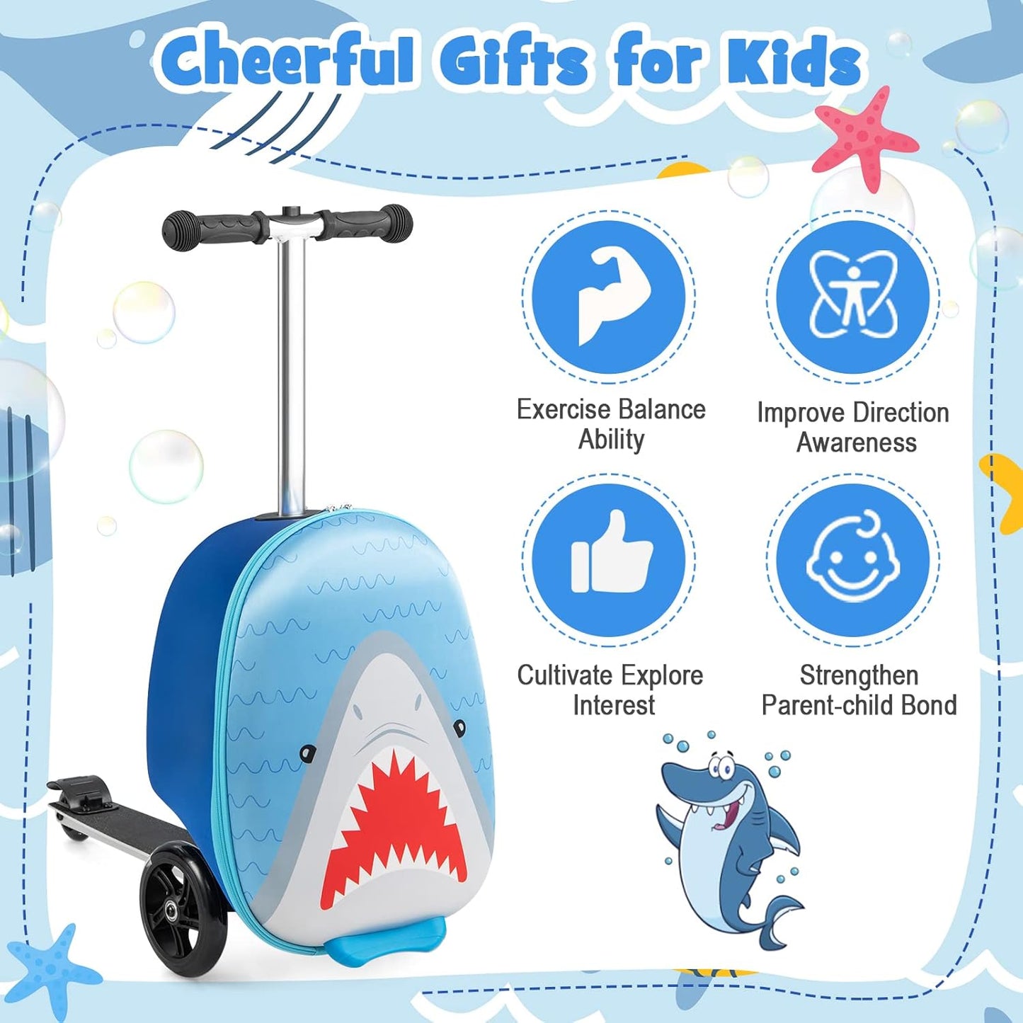 AA OUT OF STOCK Children’s 2-in-1 Ride-On Scooter Suitcase with LED Wheels