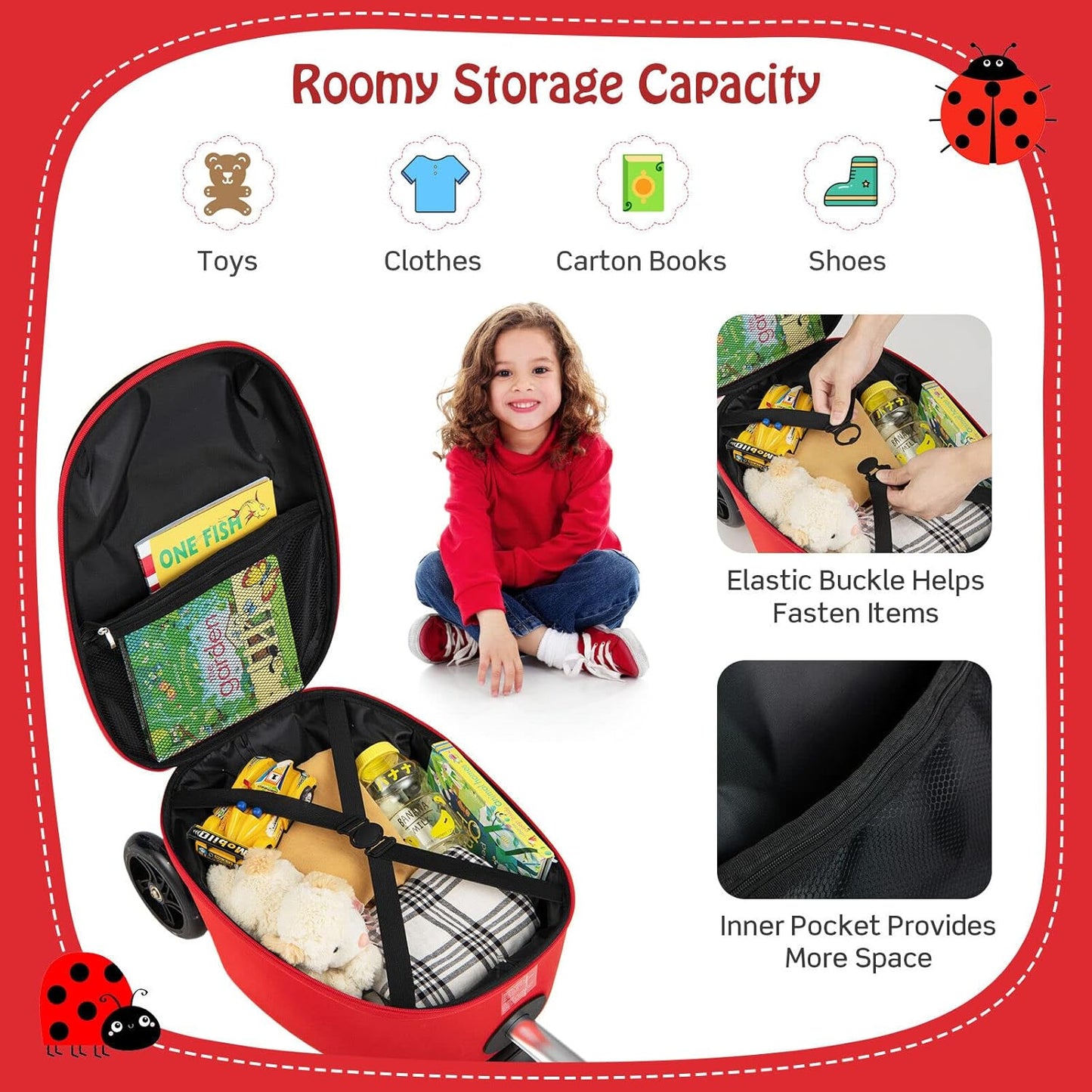 AA OUT OF STOCK Children’s 2-in-1 Ride-On Scooter Suitcase with LED Wheels
