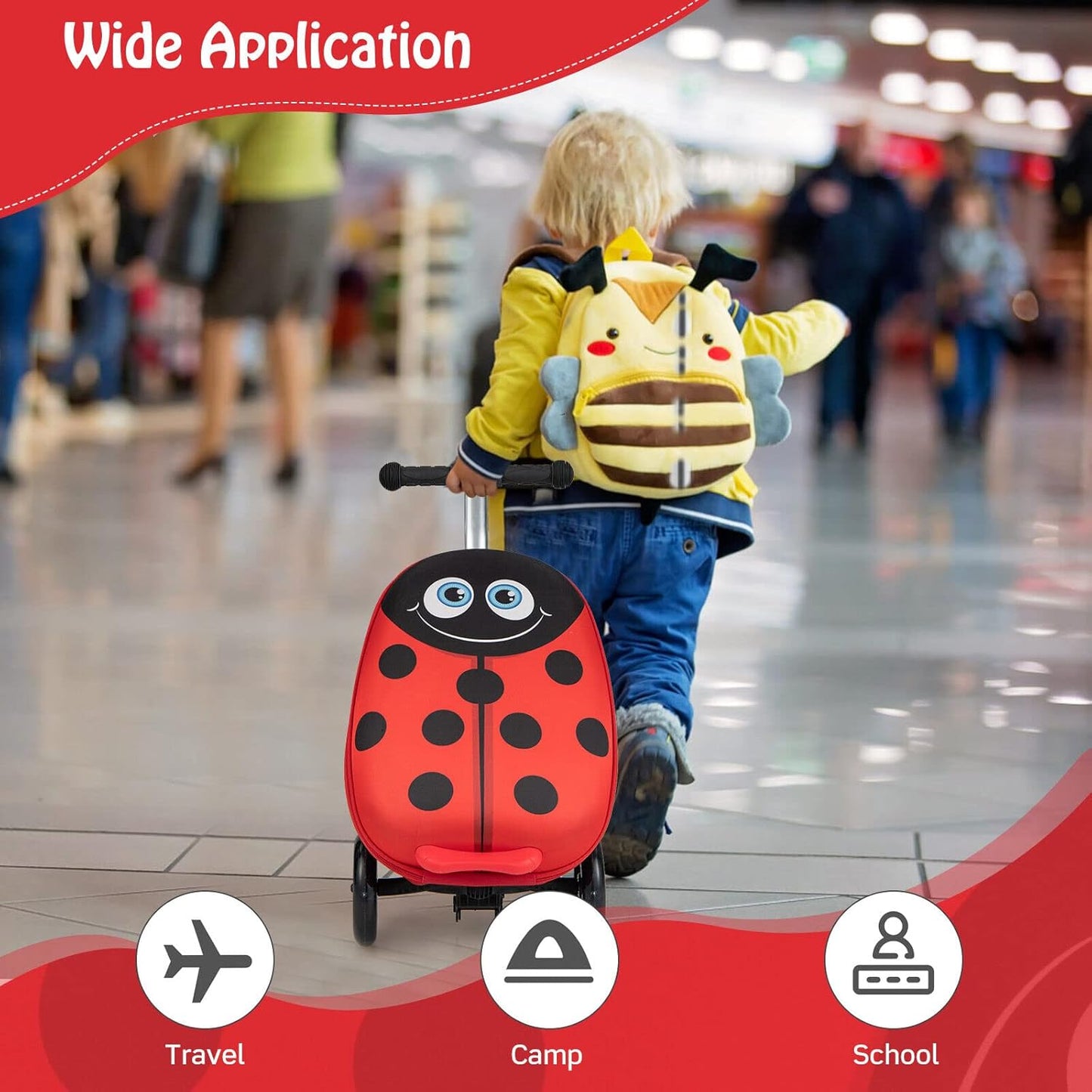AA OUT OF STOCK Children’s 2-in-1 Ride-On Scooter Suitcase with LED Wheels