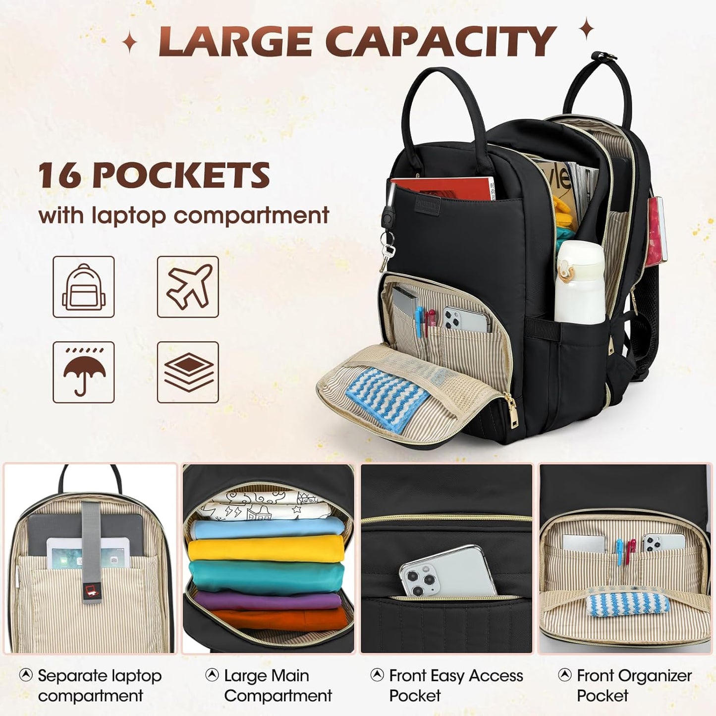 Water-Resistant Travel Laptop Backpack with Multi-Compartments – AeroFlex Series