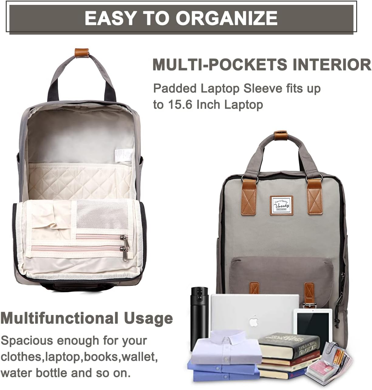AA OUT OF STOCK 15.6” Water-Resistant Vintage Laptop Backpack with Organiser Pockets – UrbanEase