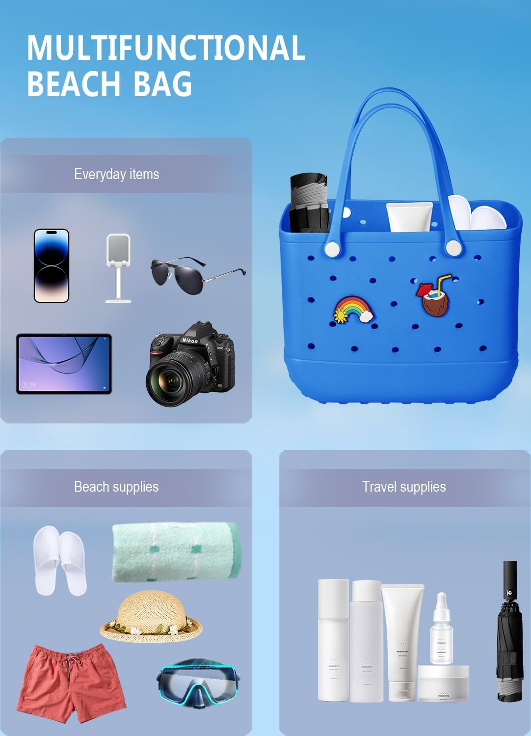 Waterproof EVA Beach Tote – Large & Washable Carryall for Outdoors