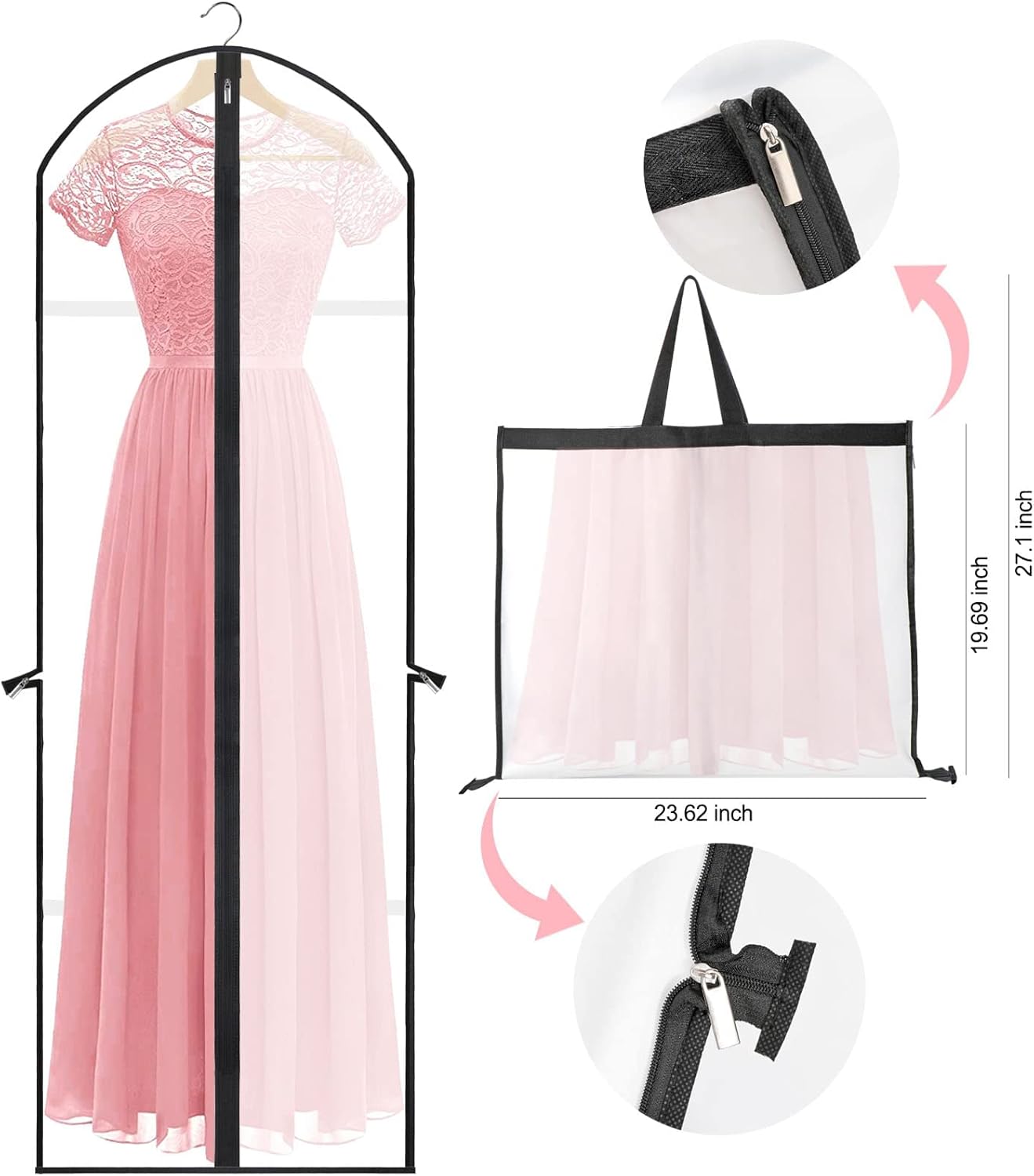 Extra-Long Dress & Gown Garment Bag – 71" Protective Covers with Handles (Buy 1, Get 1 FREE)