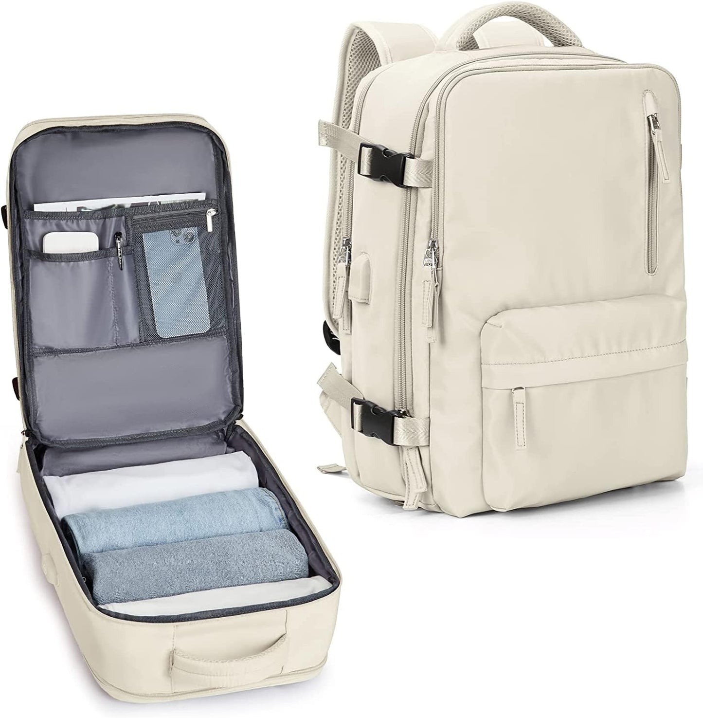 40L Waterproof Travel Backpack with Shoe Compartment & USB Port – 14” Laptop Fit