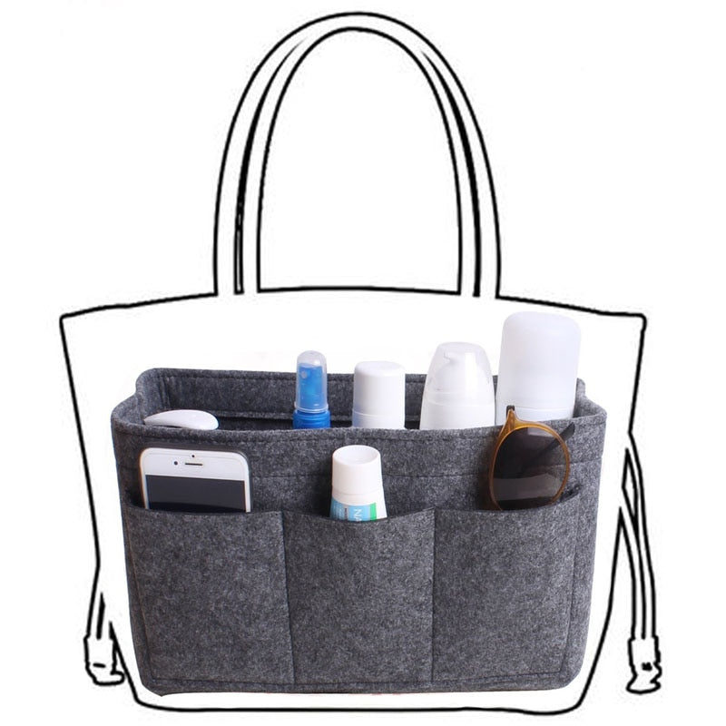 Felt Handbag and Make-Up Organiser Insert – Buy 1, Take 1 FREE Multi-Pocket Tote Storage