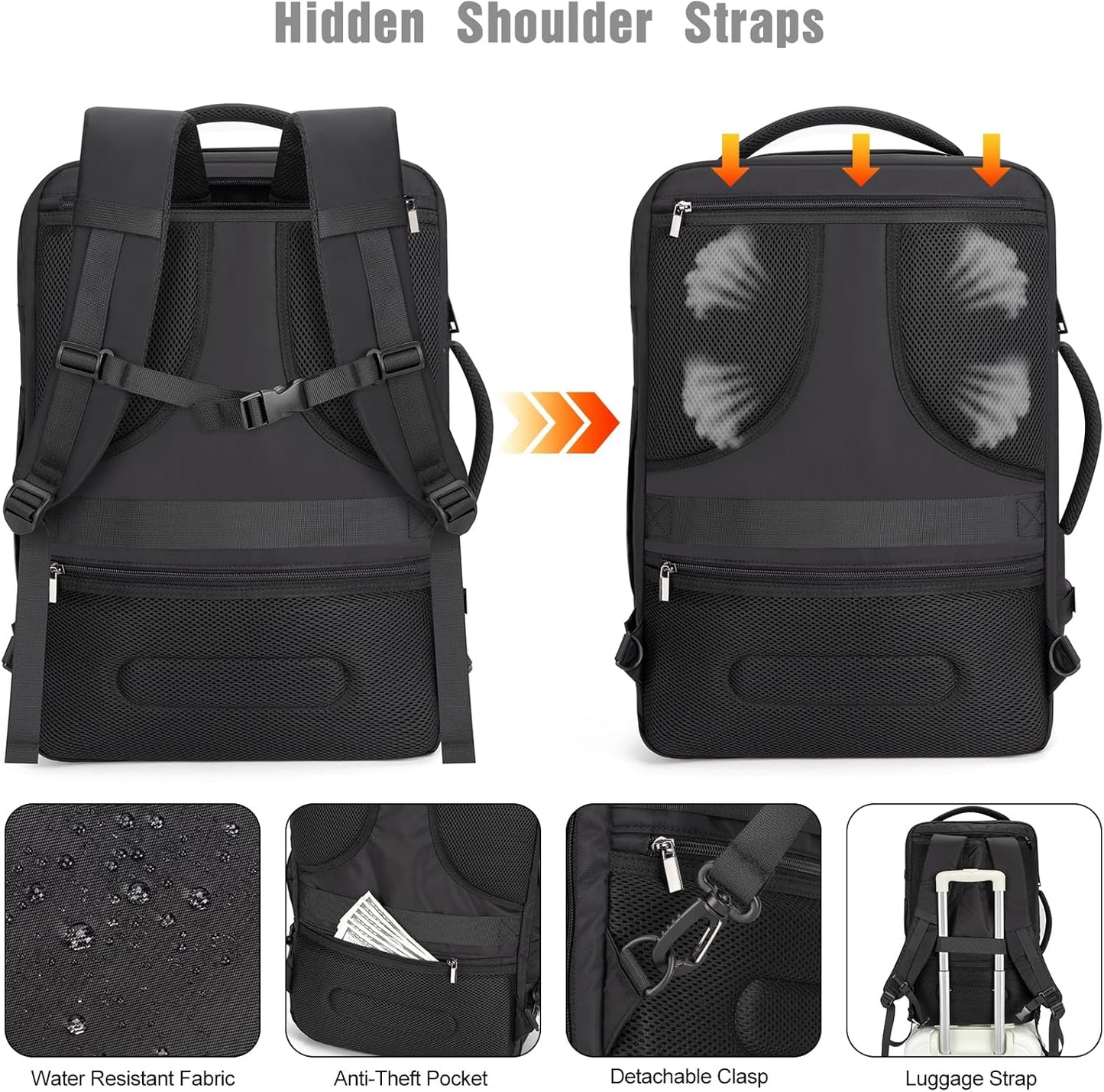 40L Water-Resistant Travel Laptop Backpack with USB Port & Anti-Theft Lock – AeroPack