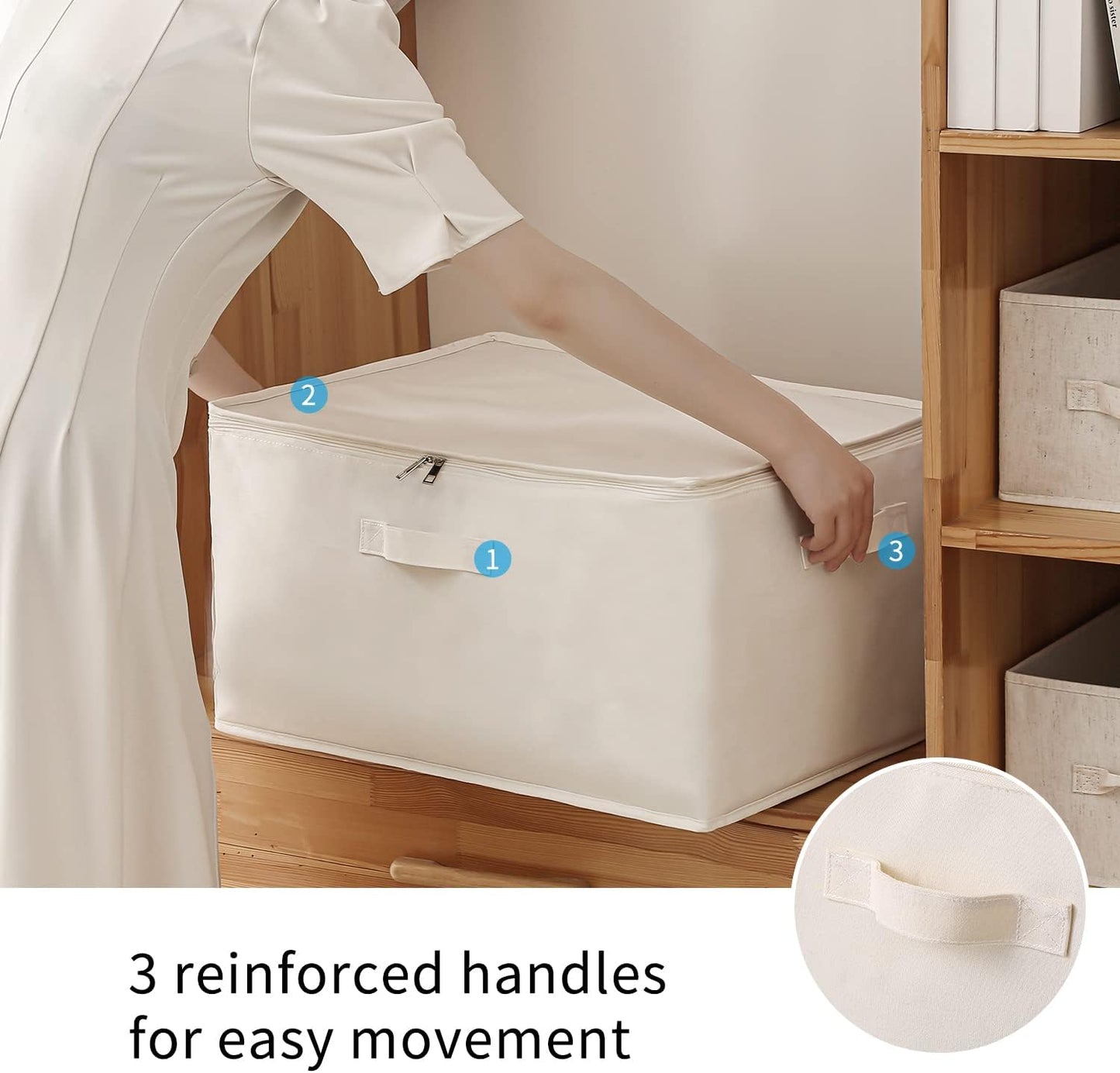 Canvas Clothes Storage Organiser Set – Dual Zipper Bag with Handles & Window