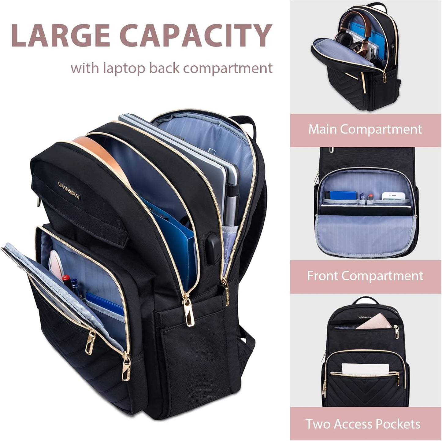 Lightweight Waterproof Laptop Backpack with USB Port – 15.6" Compatible