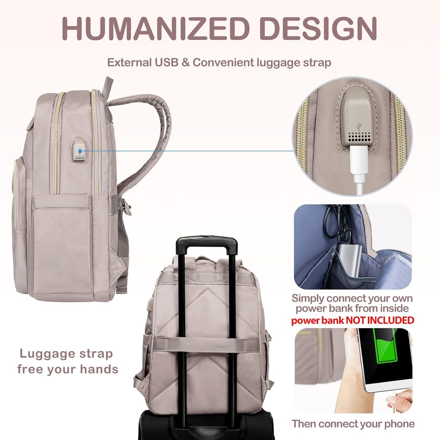 Lightweight Waterproof Laptop Backpack with USB Port – 15.6" Compatible