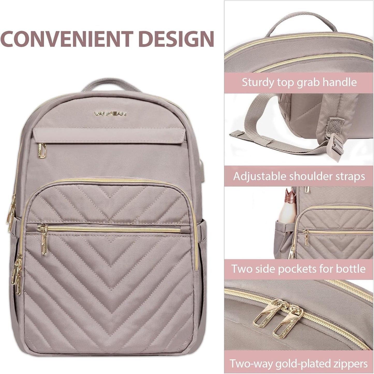 Lightweight Waterproof Laptop Backpack with USB Port – 15.6" Compatible