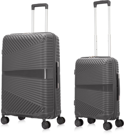 2-piece hard shell suitcase set – Valencia-Gray-2x S (39 L)-The Livary