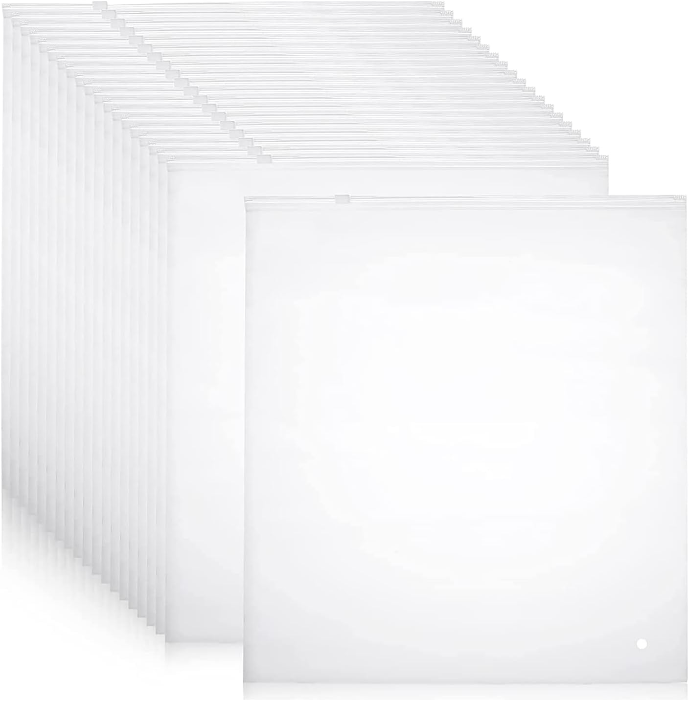 Multi-Purpose Frosted Zip Storage Bags – 20-Pack Plastic Garment Sleeves (Buy 2 Sets, Take 1 FREE)