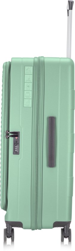 2-piece hard-shell suitcase set with laptop compartment – Berlin-Light green-The Livary