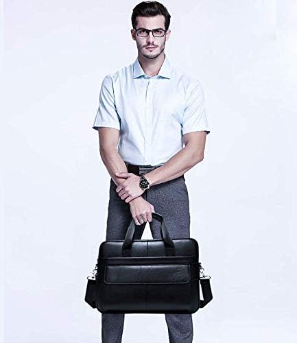 Premium Cowhide Leather 15” Business Briefcase with Organiser Compartments
