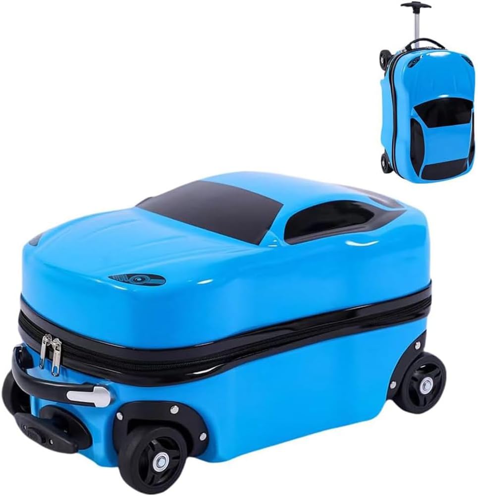 18” Kids Pull-Along Car Suitcase with Retractable Handle