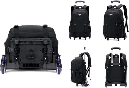 Multi-Pocket Rolling School Backpack for Boys – Convertible Trolley Bag