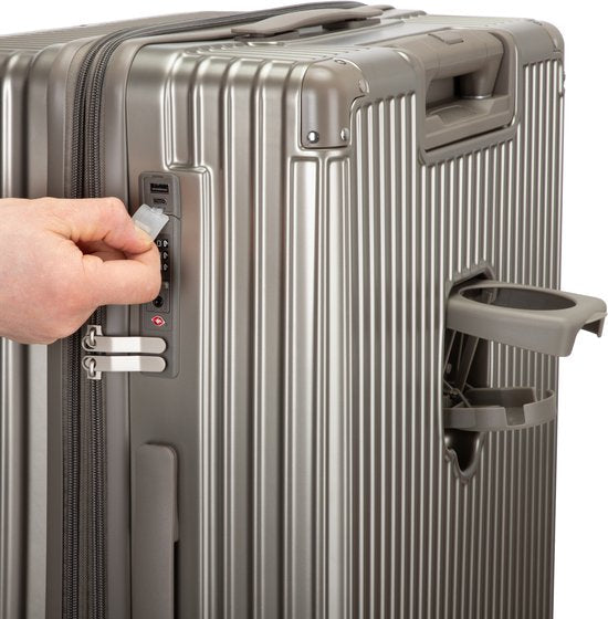 Hard case suitcase with extras – Mykonos-Gray-S (39 L)-The Livary