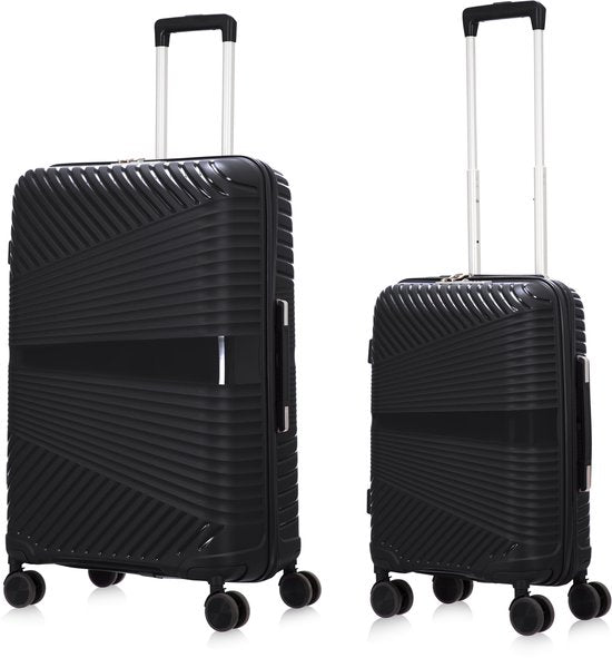 2-piece hard shell suitcase set – Valencia-Black-2x S (39 L)-The Livary