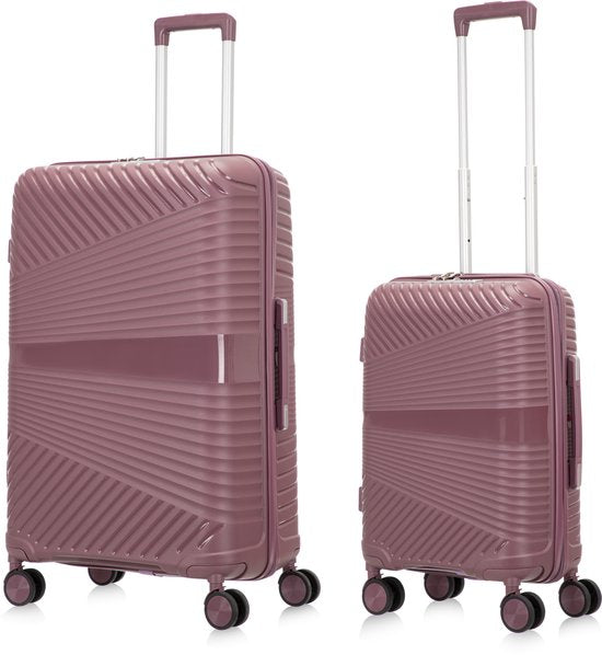 2-piece hard shell suitcase set – Valencia-Pink-2x S (39 L)-The Livary