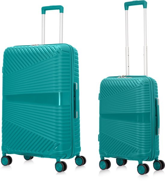 2-piece hard shell suitcase set – Valencia-Turquoise-2x S (39 L)-The Livary