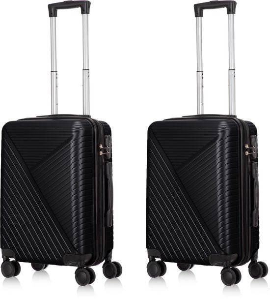 2-piece hard shell suitcase set – Santorini-Black-2x S (39 L)-The Livary