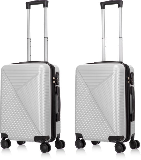 2-piece hard shell suitcase set – Santorini-Silver-2x S (39 L)-The Livary